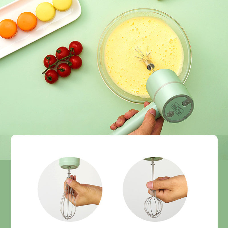 Cordless Electric Mixer with Whisk, Chopper & Blender | USB Rechargeable, 3 Speeds + Turbo | Splatter-Free Mixing & Chopping