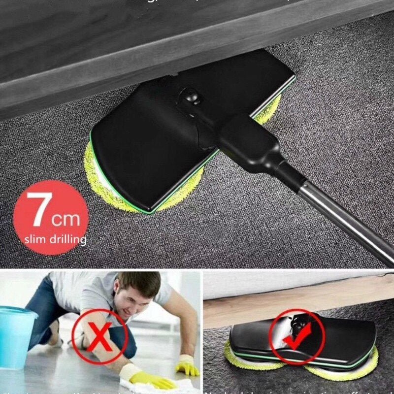 Cordless Electric Spin Mop | Dual Rotation Heads, 50-Min Runtime | 2000mAh Battery, Footswitch, Washable Cloths