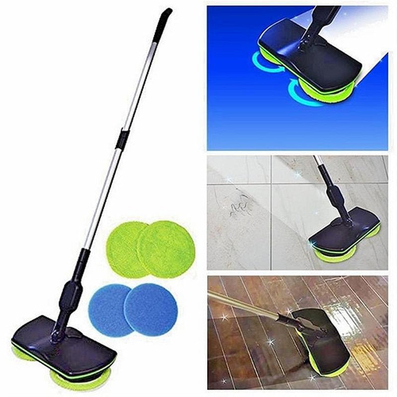 Cordless Electric Spin Mop | Dual Rotation Heads, 50-Min Runtime | 2000mAh Battery, Footswitch, Washable Cloths