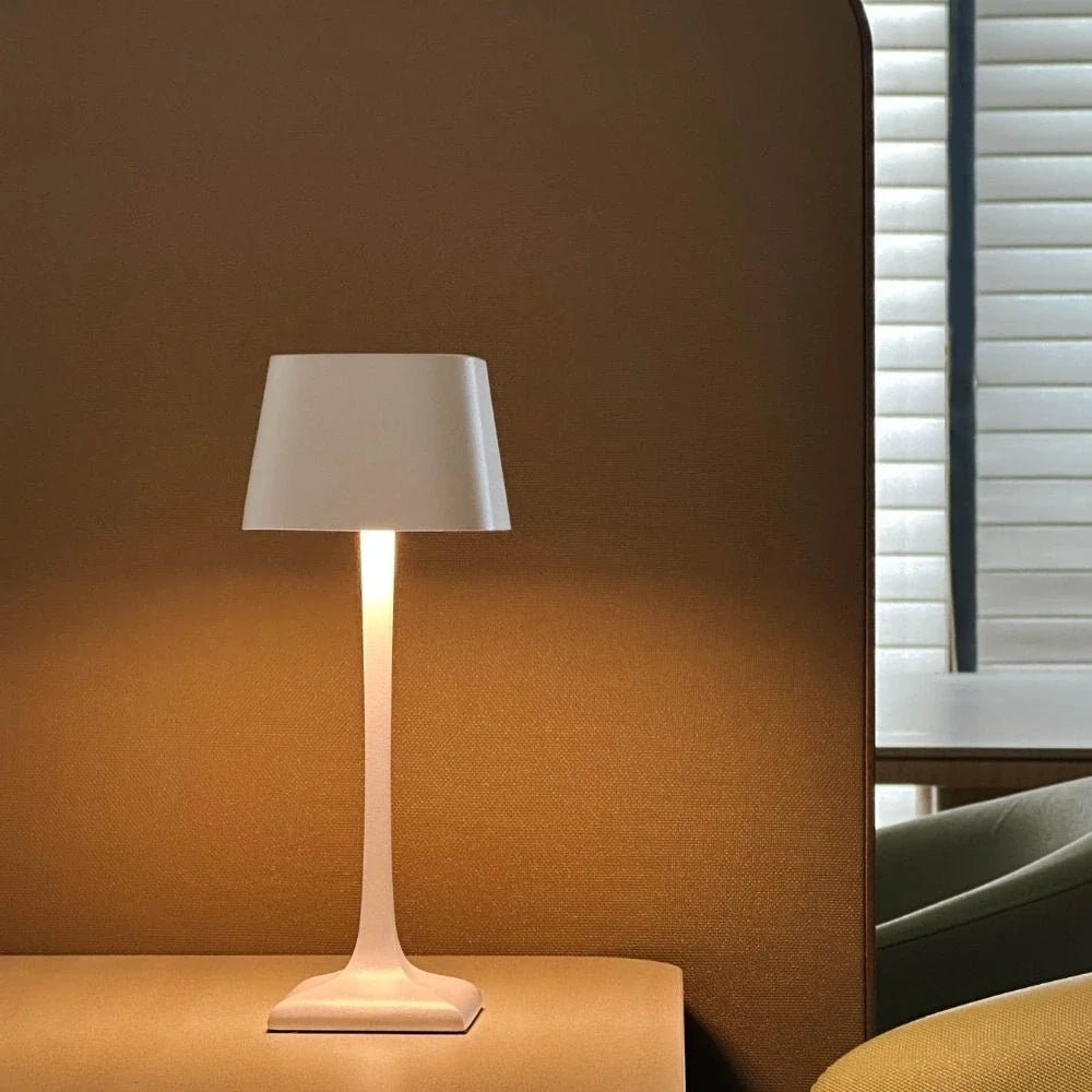 Cordless Table Lamp, Aluminium, 26 x 10 x 10 cm | Dimmable, Waterproof IP54, 14-16 Hour Battery | Black, White or Black and Gold