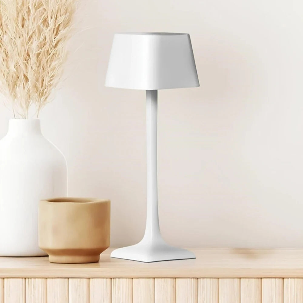 Cordless Table Lamp, Aluminium, 26 x 10 x 10 cm | Dimmable, Waterproof IP54, 14-16 Hour Battery | Black, White or Black and Gold