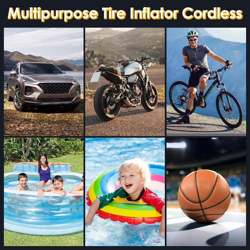 Cordless Tyre Inflator Pump | Digital Display with Smart Auto Shut-Off | 35 L/min Fast Inflation, USB Rechargeable