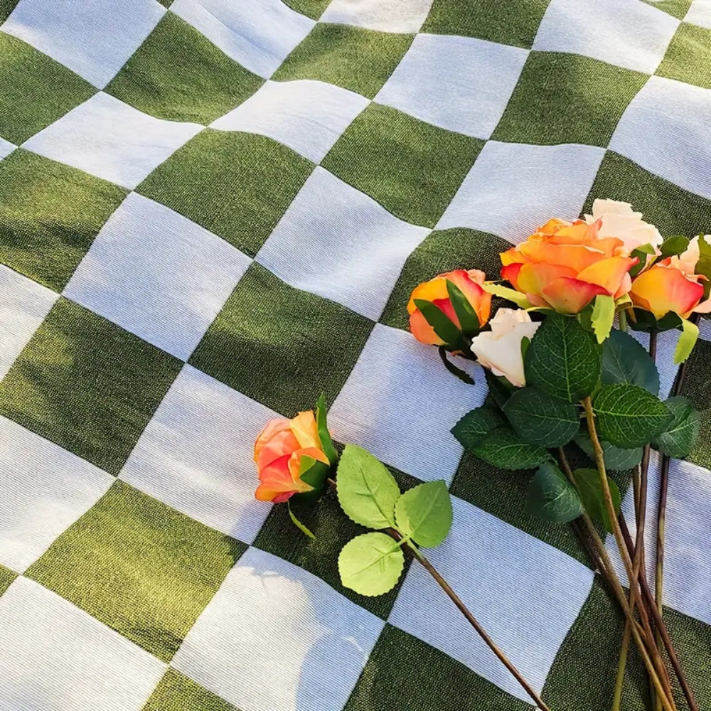 CozyHome | Large Checkered Picnic Blanket – Soft Microfiber with Fringe