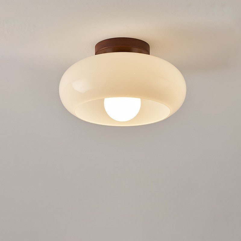 Cremova | Minimalist Cream Glass Flush Mount Ceiling Light