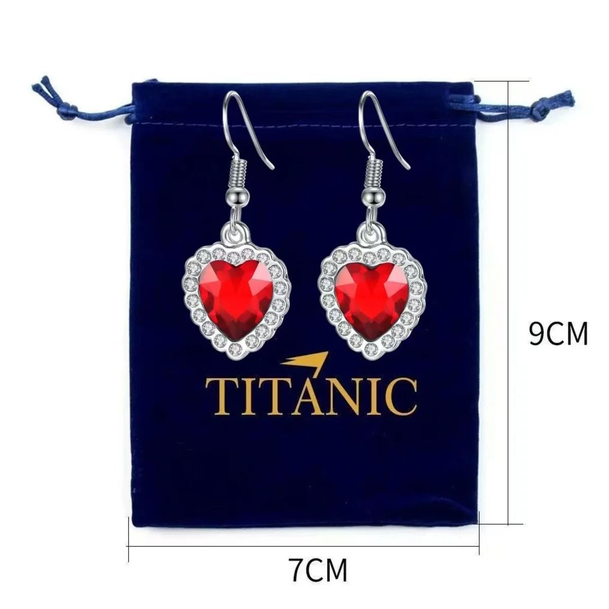 Crystal Heart Pendant Necklace | Navy Blue Centre Stone with Clear Crystal Halo | Comes with Velvet Gift Pouch