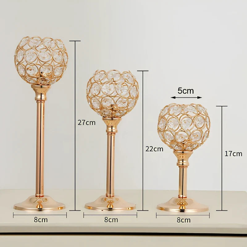 Crystal Sphere Candle Holder | Glass and Iron, Gold or Silver | Faceted Beads Reflect Candlelight, 3 Sizes or Set of 3 19