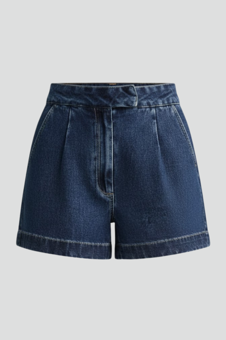 Danielle | Women's High Waisted Shorts – Clean Rolled Hem Design 1