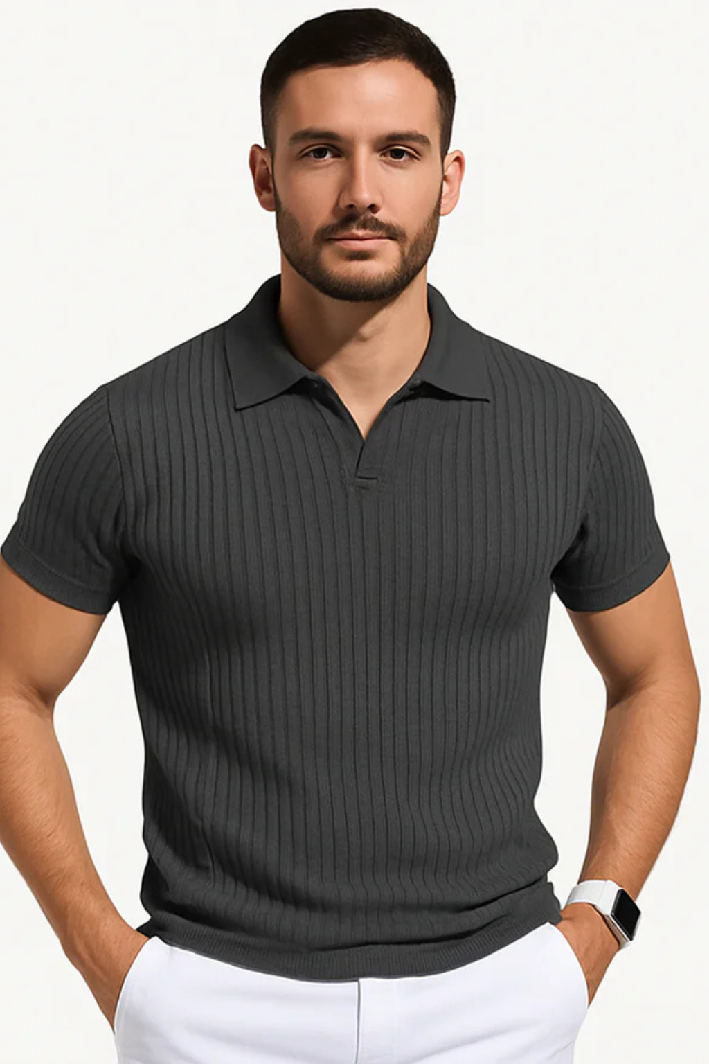 Darragh | Men's Polo Shirt – Ribbed Muscle Fit With Classic Collar 1
