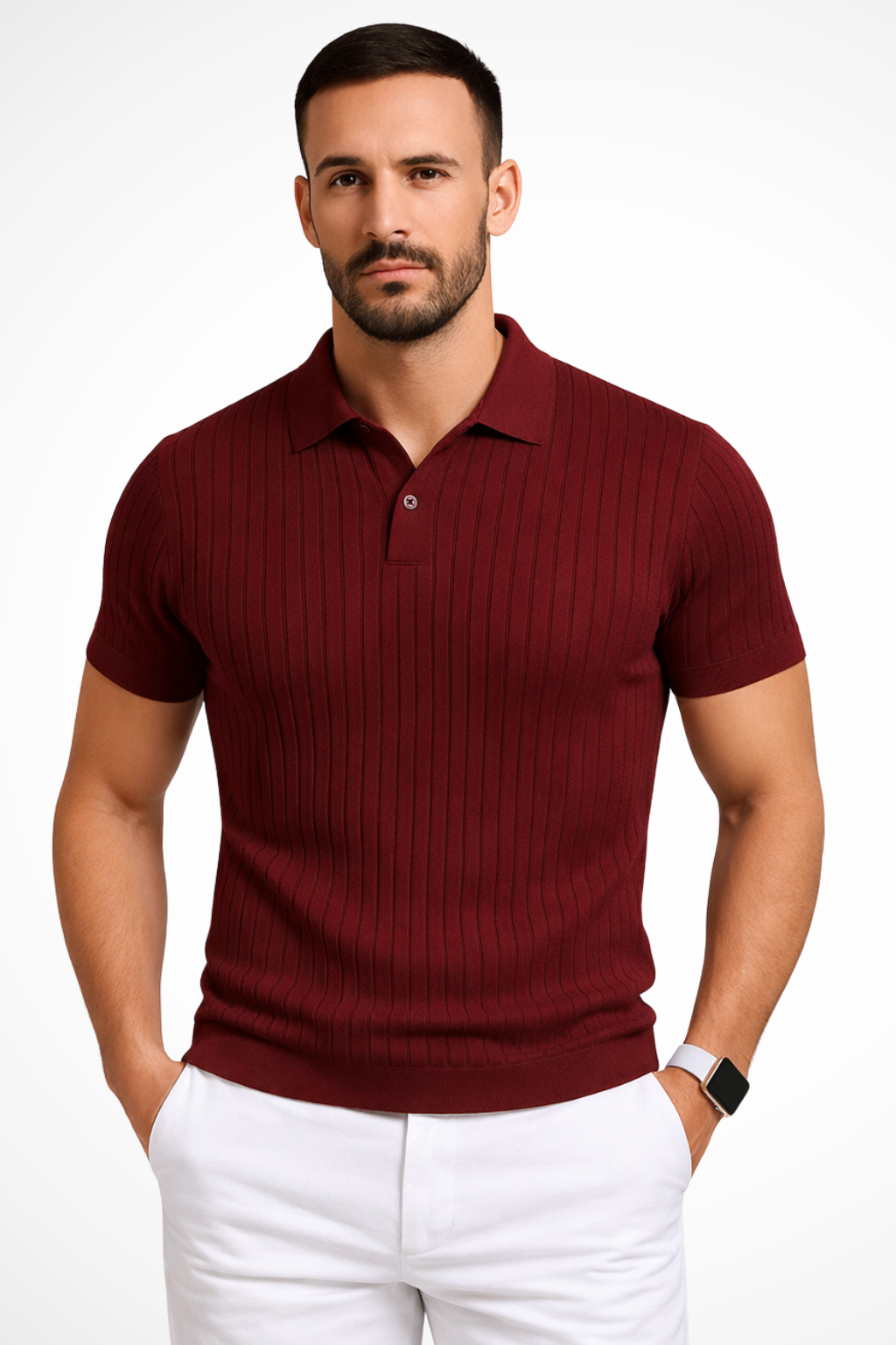 Darragh | Men's Polo Shirt – Ribbed Muscle Fit With Classic Collar 2
