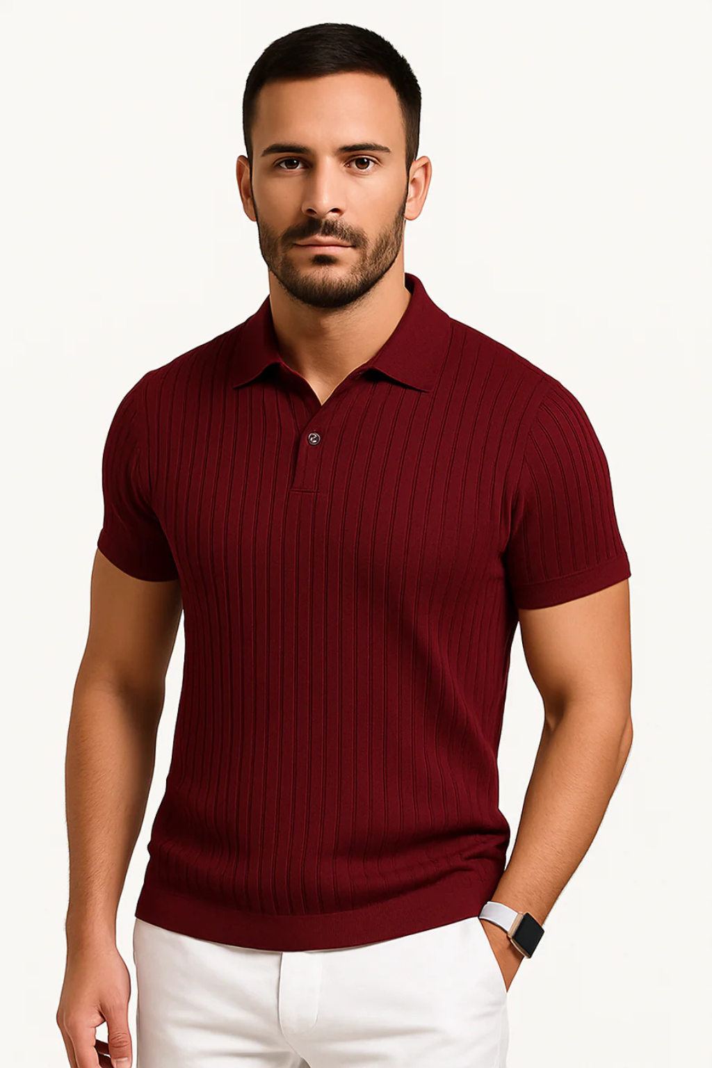 Darragh | Men's Polo Shirt – Ribbed Muscle Fit With Classic Collar 3