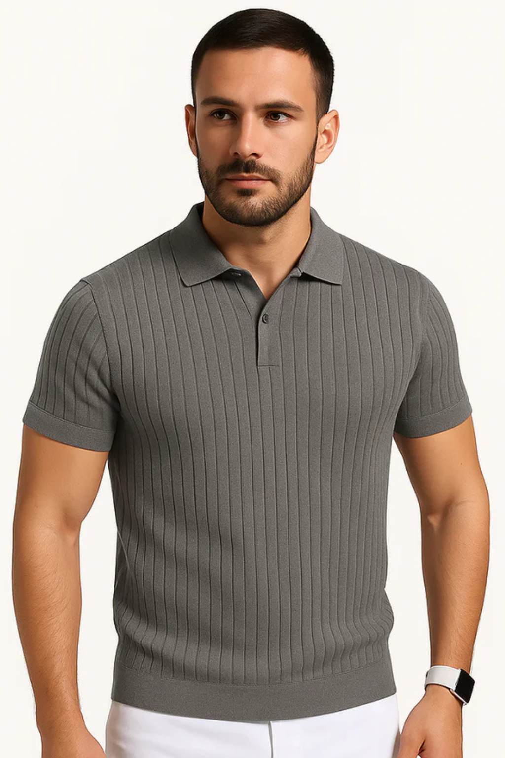 Darragh | Men's Polo Shirt – Ribbed Muscle Fit With Classic Collar 5