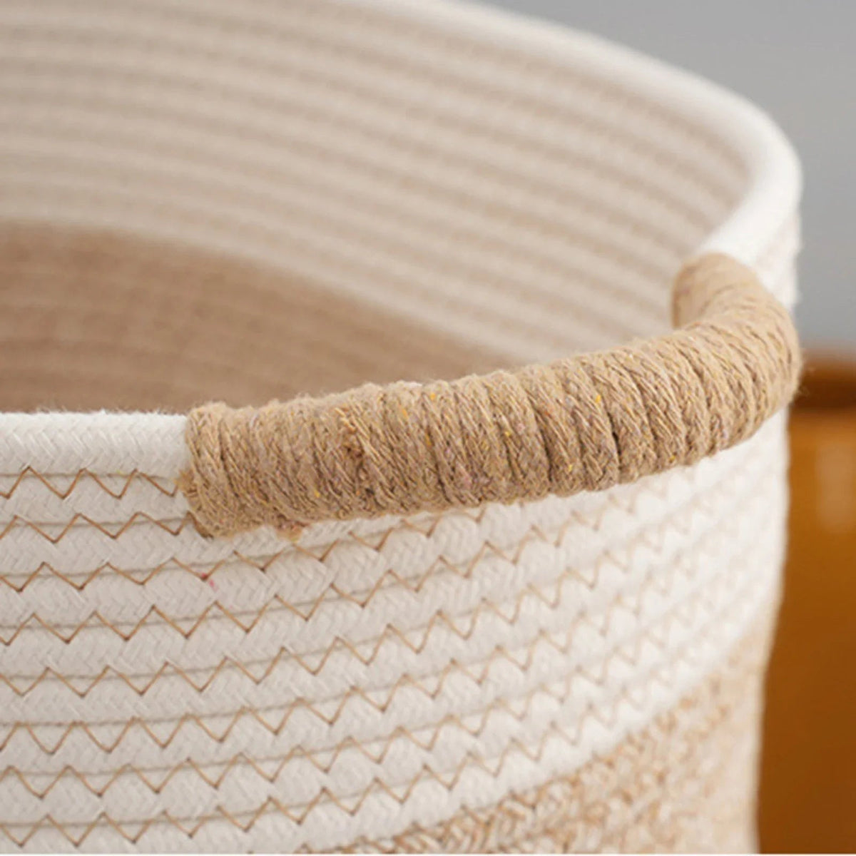 Decorative Storage Basket | Coiled Rope, Side Handles