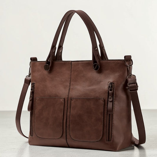 Vegan Leather Tote Bag with Structured Design - Stylish for Women