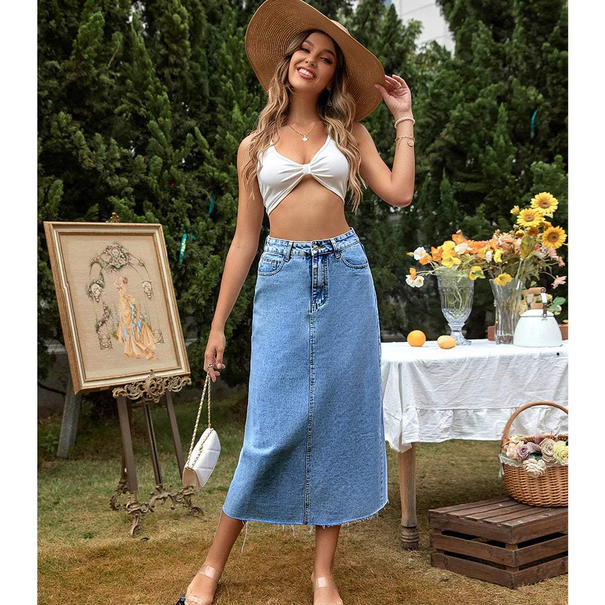DenimStyle | Women's Denim Maxi Skirt – Versatile Everyday Wear 3