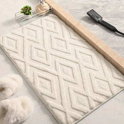 DiamondLux | Ultra-Soft Microfiber Bath Mat – Modern Geometric Design 0