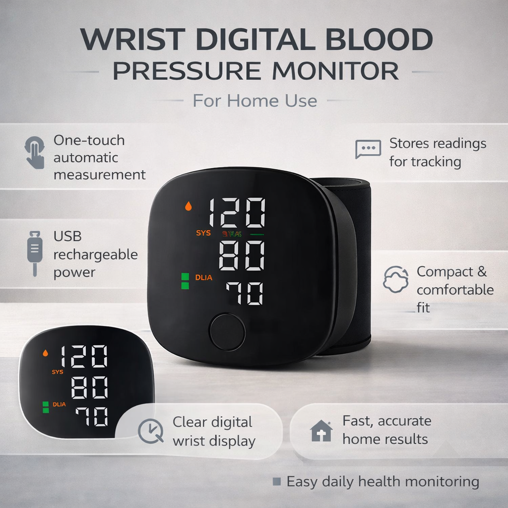 Digital Wrist Blood Pressure Monitor | Memory Function Health Tracker