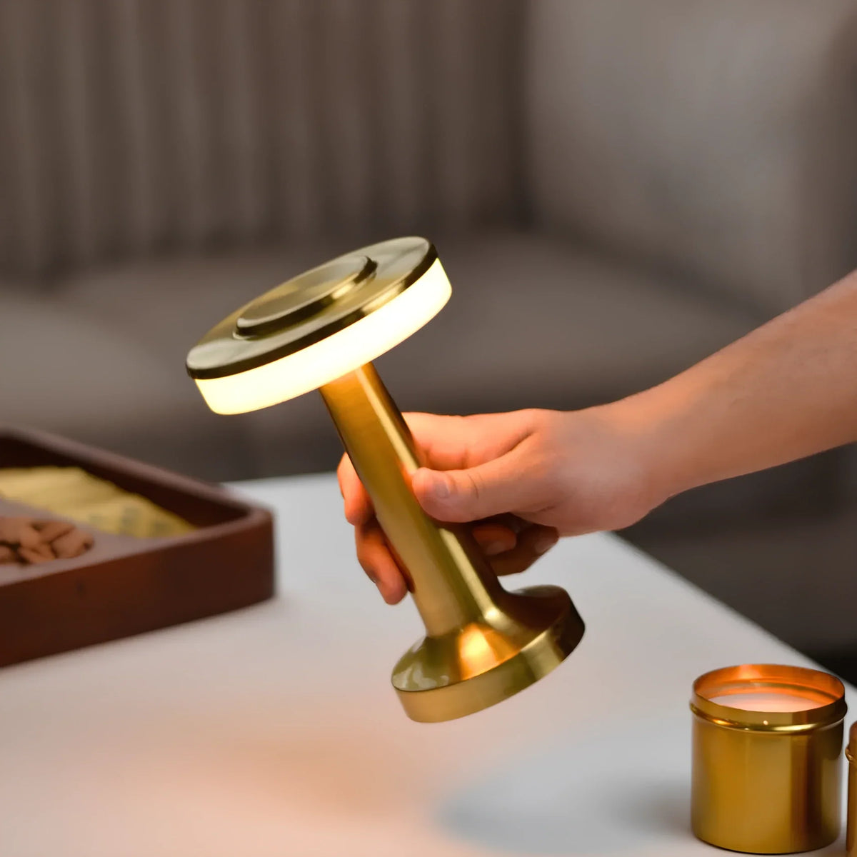 Dimmable Table Lamp Portable Cordless | Gold, Rose Gold, Silver, Black | USB-C Rechargeable LED, 8-12h Battery