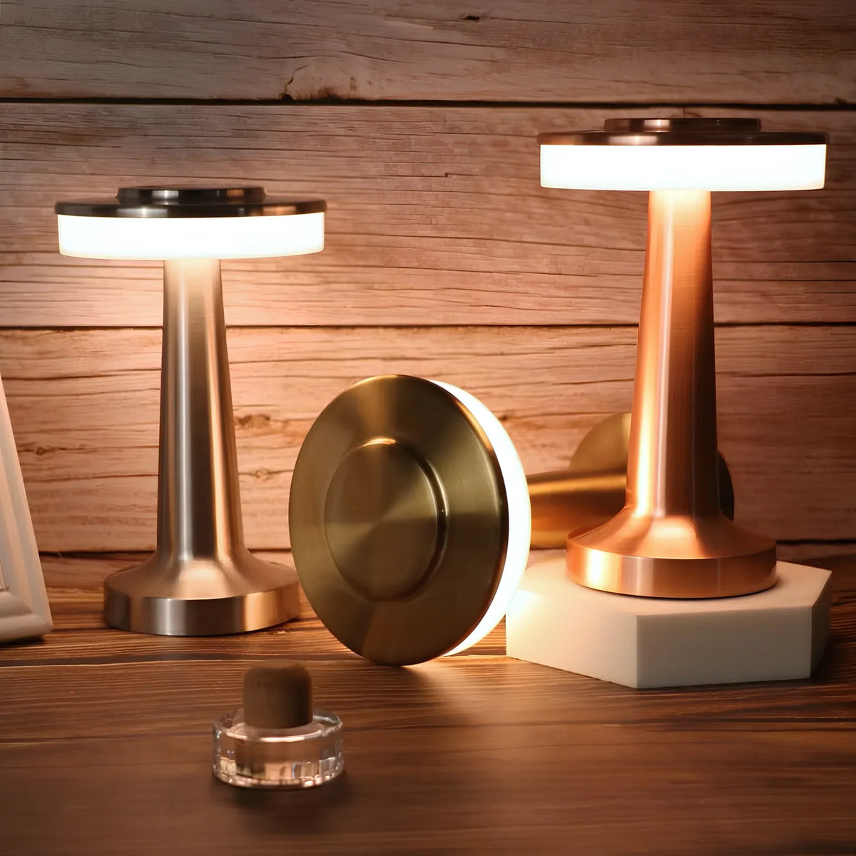 Dimmable Table Lamp Portable Cordless | Gold, Rose Gold, Silver, Black | USB-C Rechargeable LED, 8-12h Battery
