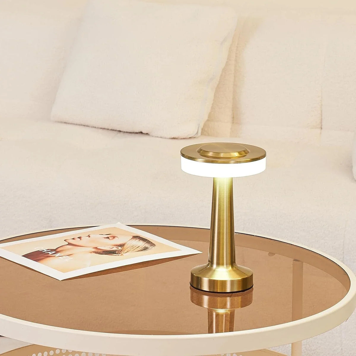 Dimmable Table Lamp Portable Cordless | Gold, Rose Gold, Silver, Black | USB-C Rechargeable LED, 8-12h Battery