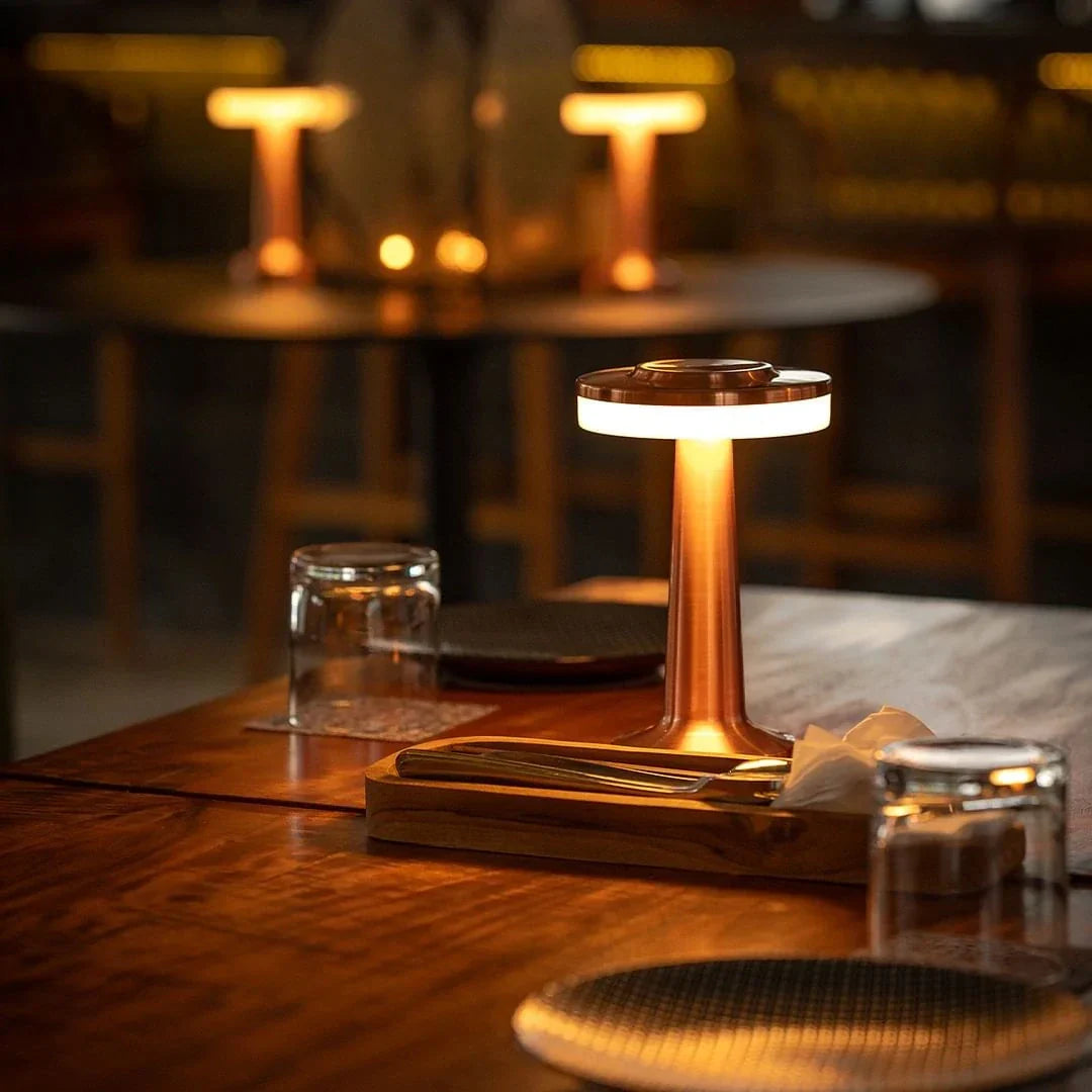 Dimmable Table Lamp Portable Cordless | Gold, Rose Gold, Silver, Black | USB-C Rechargeable LED, 8-12h Battery