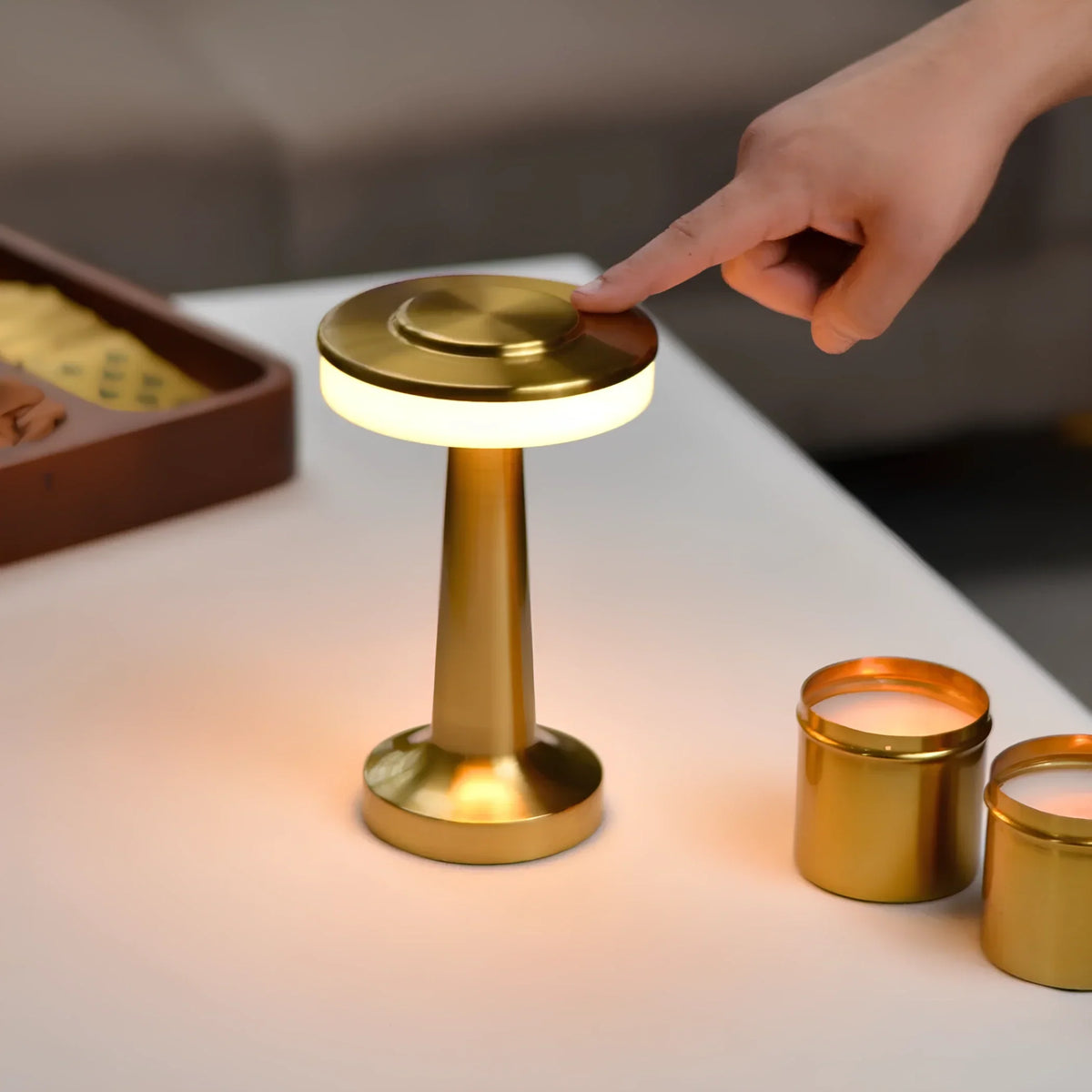 Dimmable Table Lamp Portable Cordless | Gold, Rose Gold, Silver, Black | USB-C Rechargeable LED, 8-12h Battery