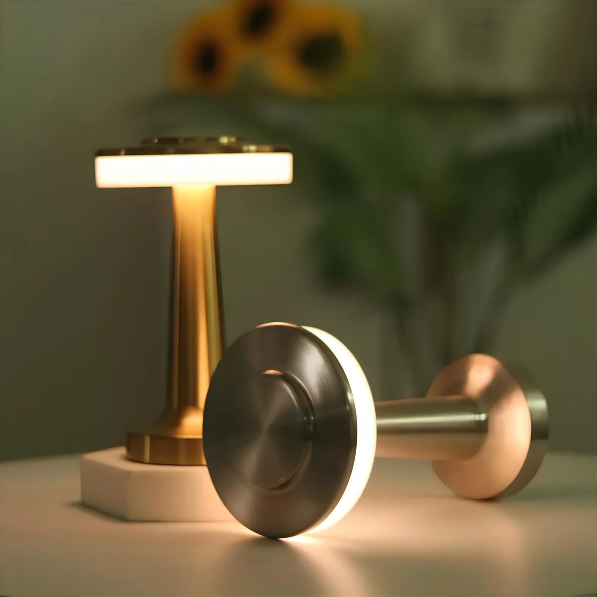 Dimmable Table Lamp Portable Cordless | Gold, Rose Gold, Silver, Black | USB-C Rechargeable LED, 8-12h Battery