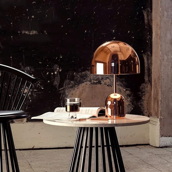 Dimmable Table Lamp with Copper Finish | Adjustable Brightness LED | Modern Lighting for Living Room & Bedroom
