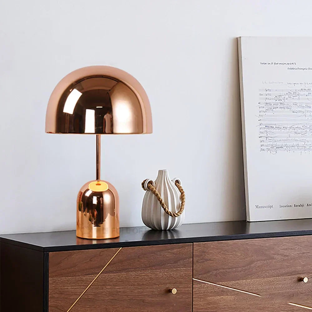Dimmable Table Lamp with Copper Finish | Adjustable Brightness LED | Modern Lighting for Living Room & Bedroom