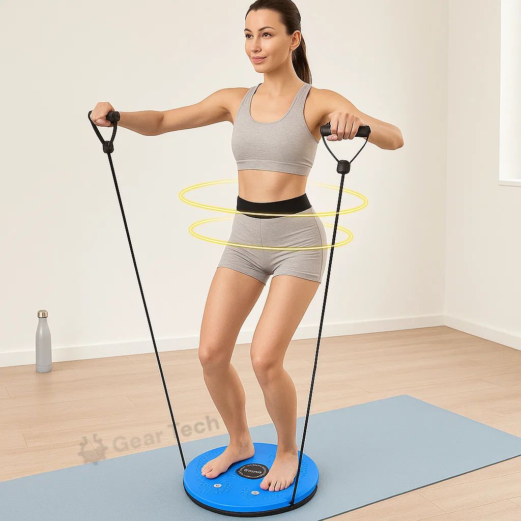Waist Twisting Disc for Core & Balance Training | Magnetic Massage Nodes & Resistance Ropes | ABS Plastic, Max Load 100 kg 1