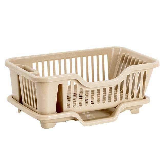 Dish Drying Rack | Slotted Basket, Angled Drain Board
