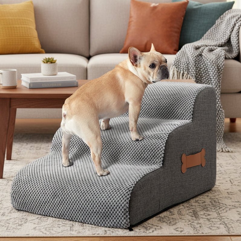 Dog Stairs – Soft pineapple velvet with non-slip surface, available in 2- or 3-step designs for beds or sofas 0