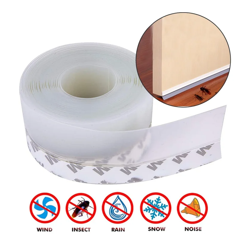 Door Seal Strip Silicone | Self-Adhesive Draught Excluder | Blocks Insects and Cold Drafts from Doors, Windows and Sliding Panels