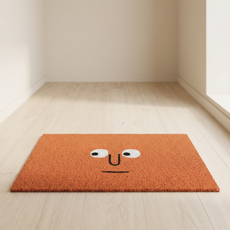 Doormat Polyester Rubber Backed Emoji Design, Fun, Durable Welcome Mat
