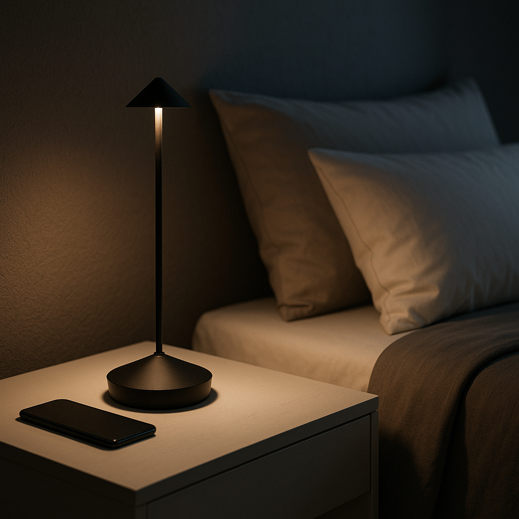 Cordless Rechargeable Table Lamp Aluminium 29 cm | Touch Dimmer, 4 Colours | Warm White LED, Indoor and Outdoor Use 5