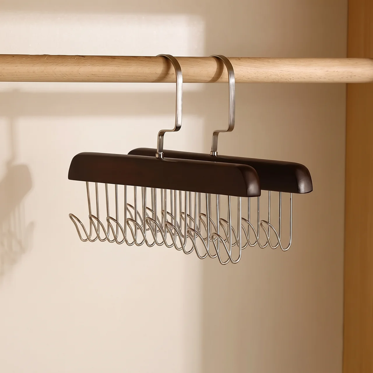 Dress Hanger | Row Of Open Hooks, Slim Flat Bar