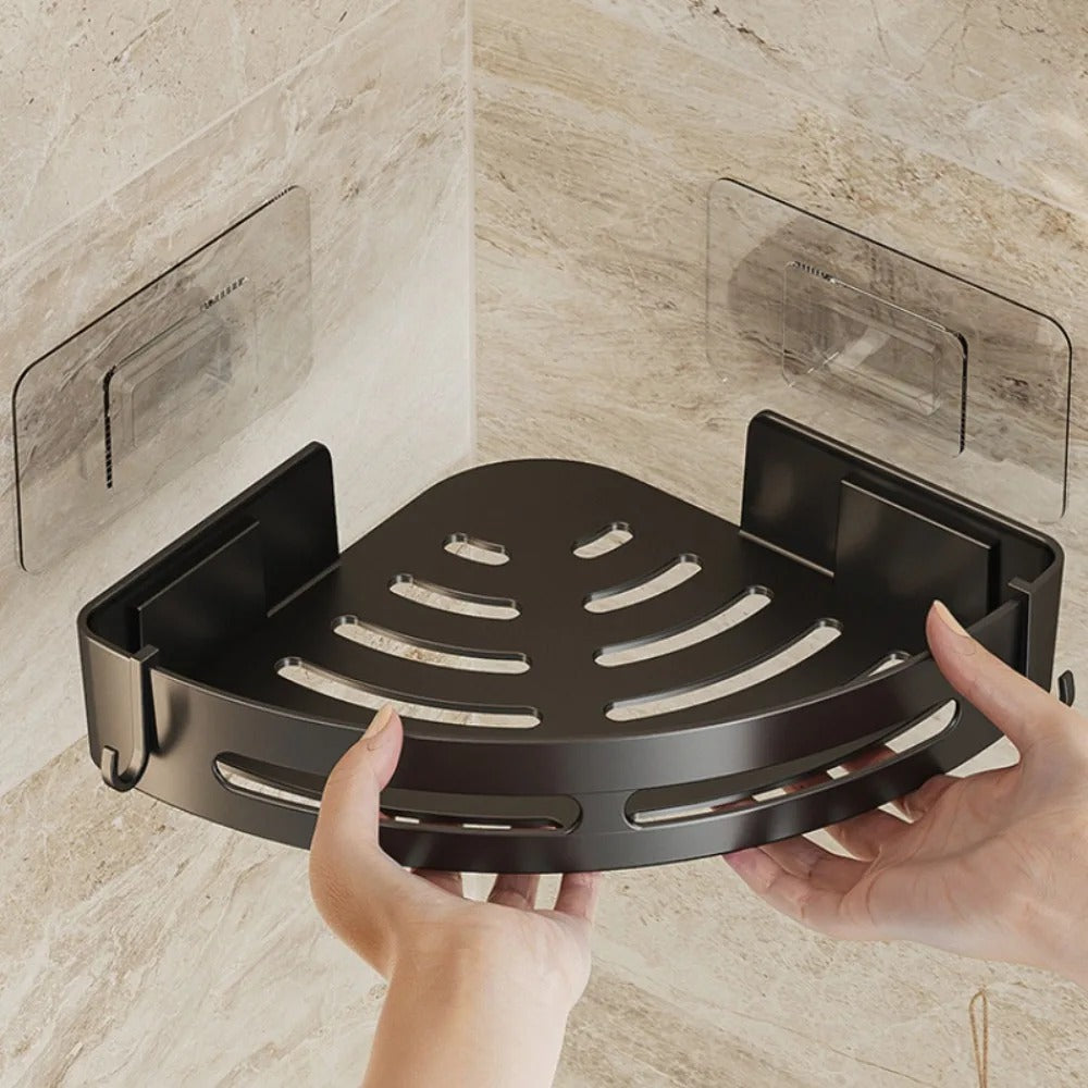 Drill-Free Shower Shelf | Corner Bathroom Storage Organizer