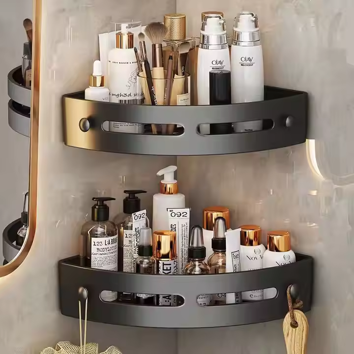 Drill-Free Shower Shelf | Corner Bathroom Storage Organizer