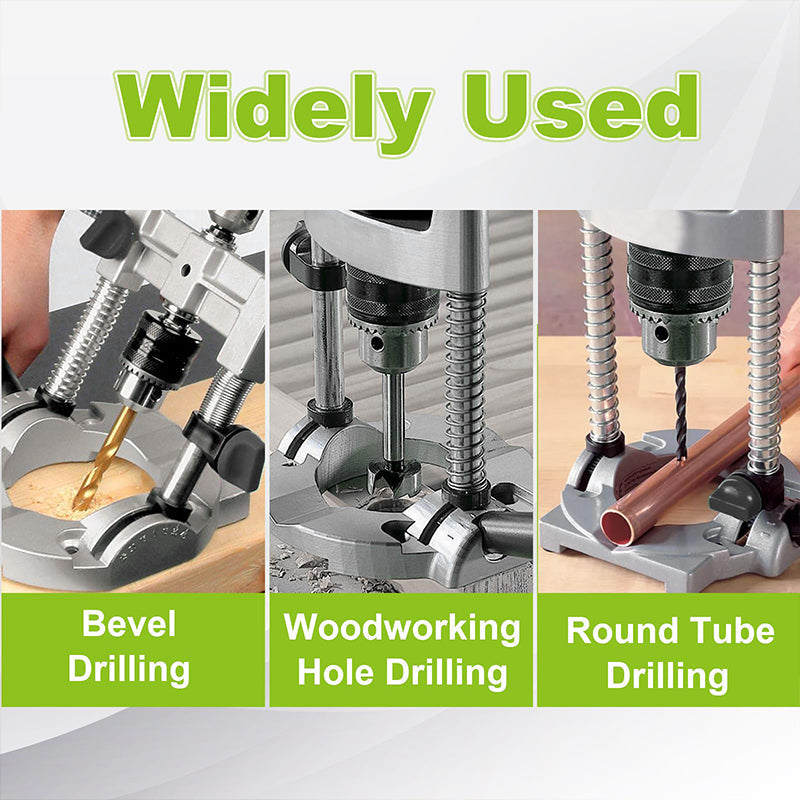 Drill Stand with Aluminium Base | 45-90 Degree Angle Lock | Steel Frame Cuts Vibration for Precise, Clean Holes