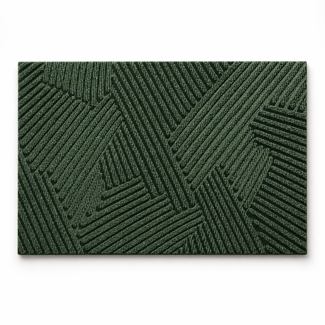 Durable Non-Slip Door Mat | Green Geometric Textured Entry Mat