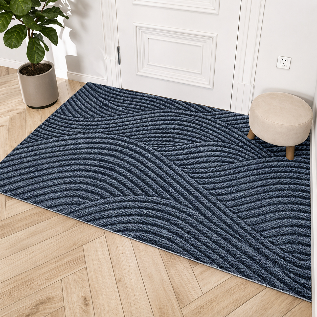 Durable Non-Slip Door Mat | Green Geometric Textured Entry Mat