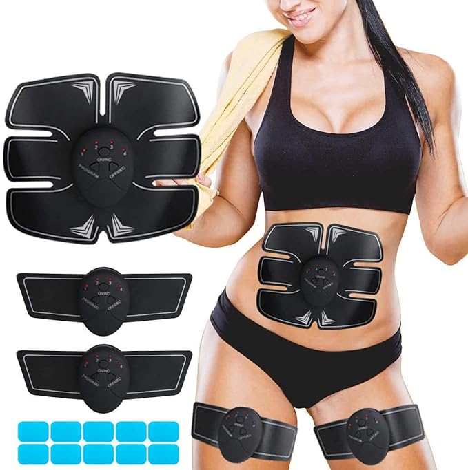 EMS Muscle Stimulator | 6 Modes, 9 Intensity Levels | Portable Muscle Toning Device for Active Lifestyles and Home Use
