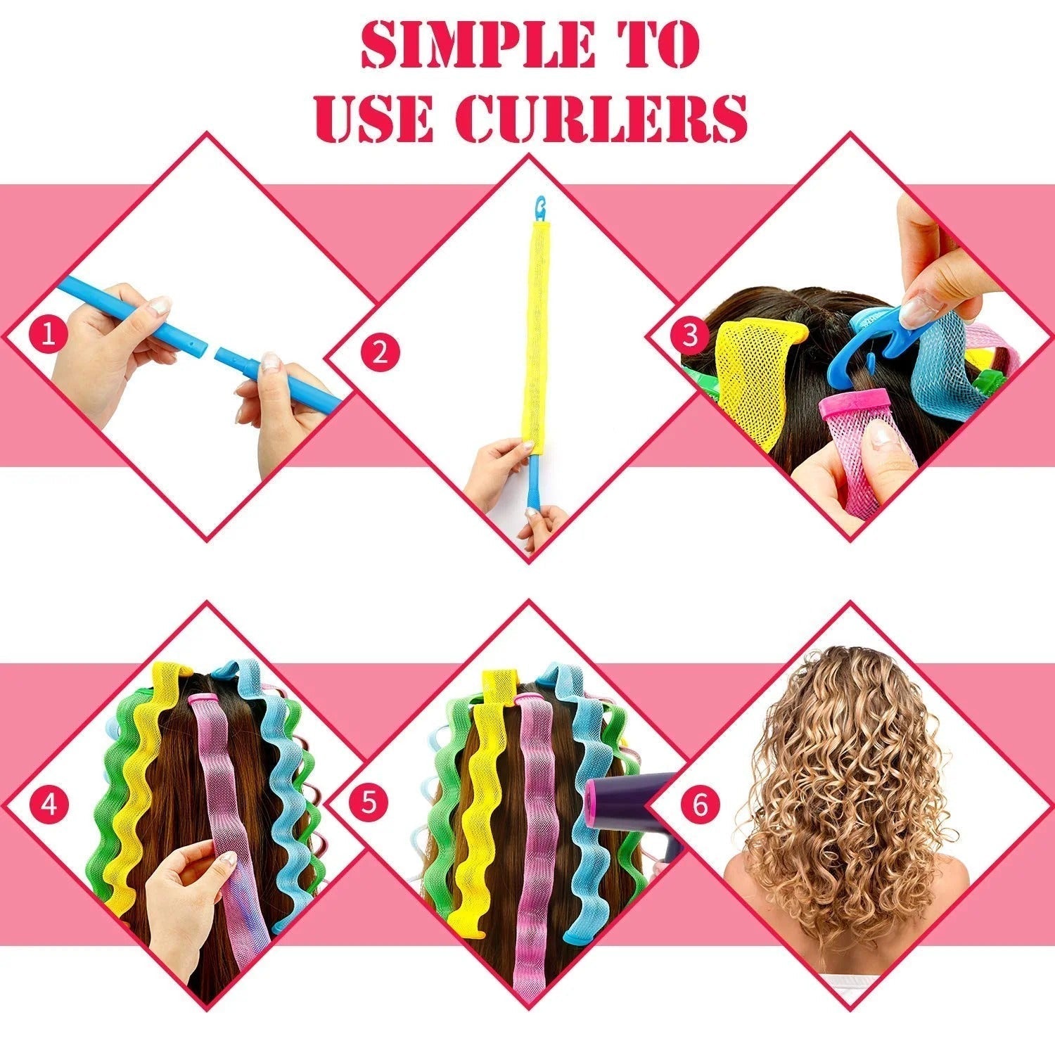 Effortless, Heat-Free Curls | Spiral Foam Hair Rollers for Damage-Free Overnight Waves