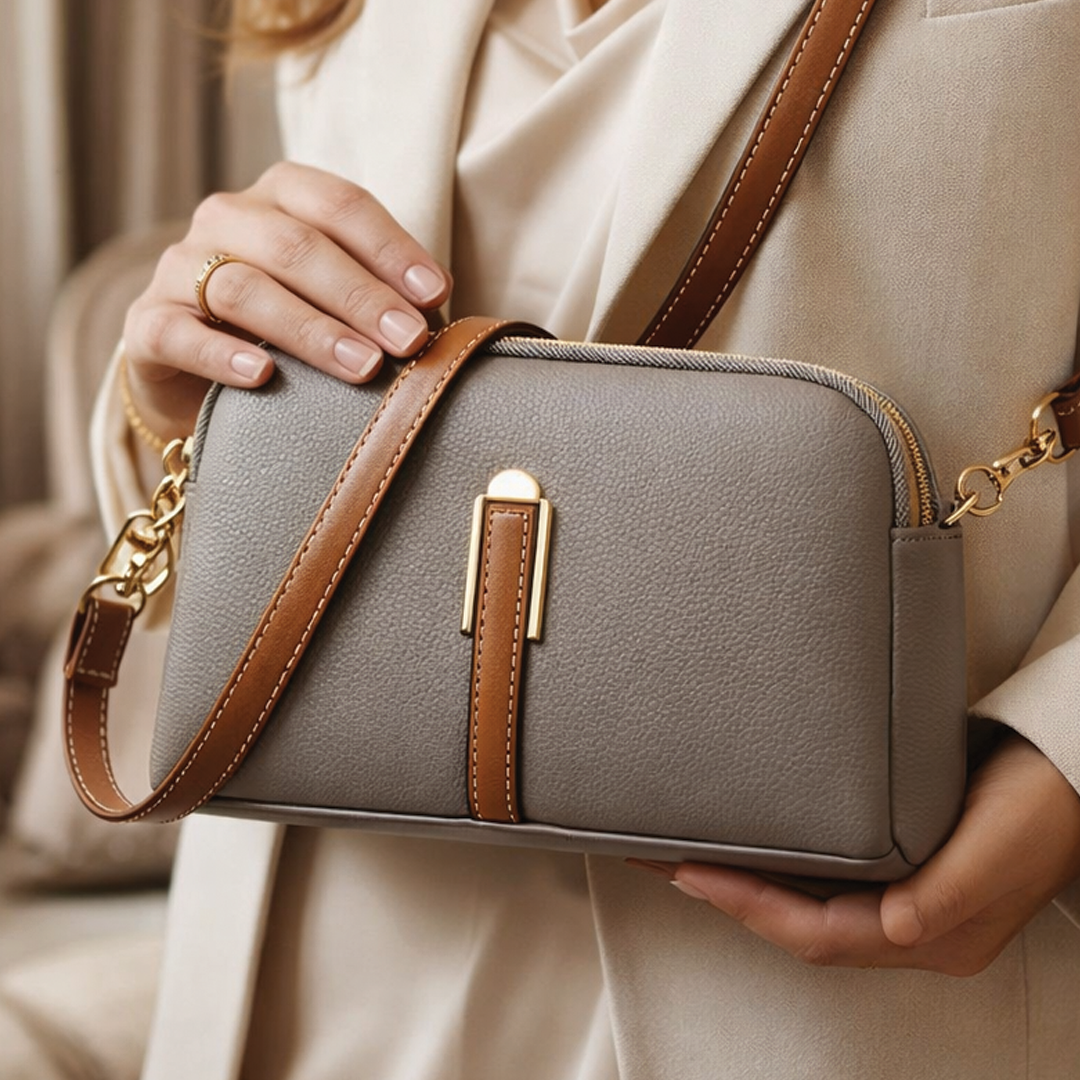 Elaine | Vegan Leather Crossbody Bag – Compact Design With Gold-Tone Hardware