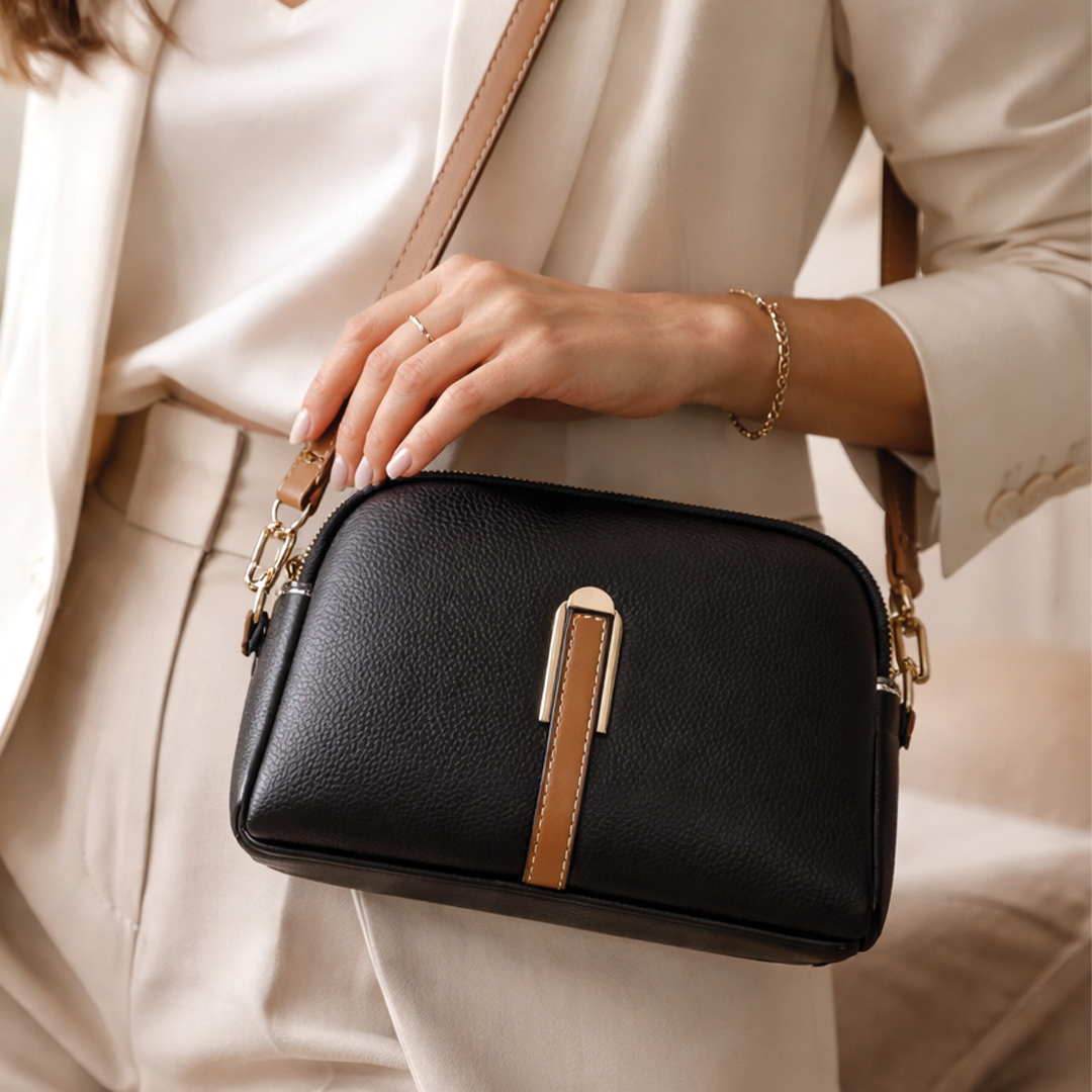 Elaine | Vegan Leather Crossbody Bag – Compact Design With Gold-Tone Hardware