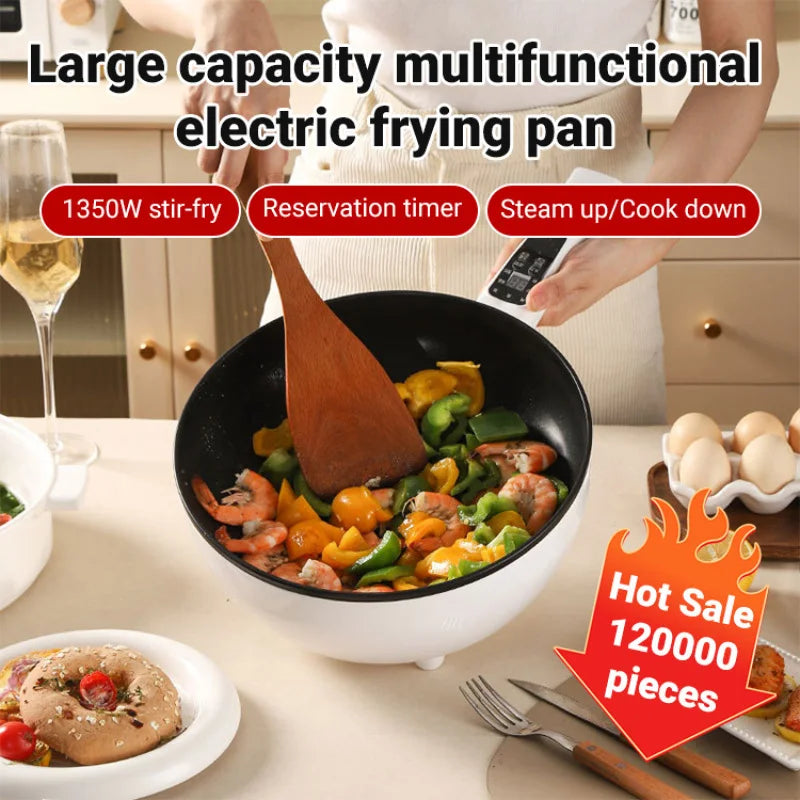 Electric Cooking Wok | Handle Controls, Footed Base