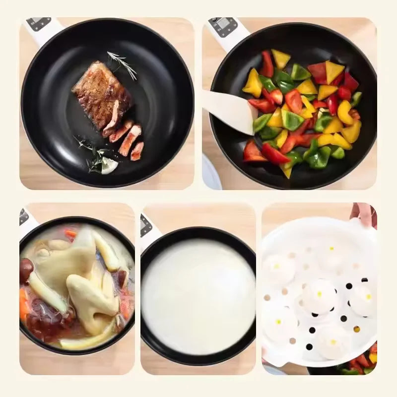 Electric Cooking Wok | Handle Controls, Footed Base