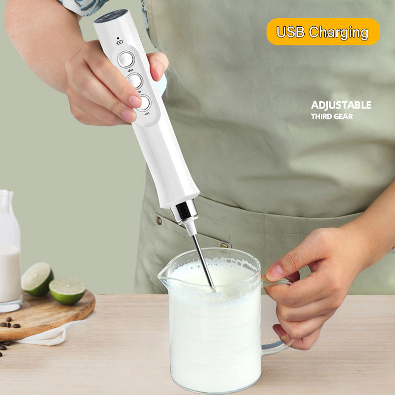 Electric Milk Frother Maker | Three Heads, Charging Base