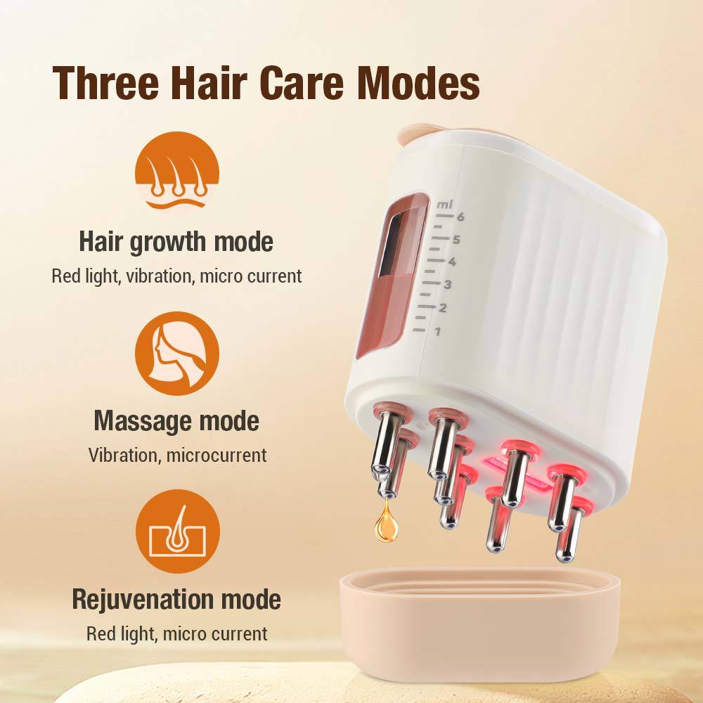 Electric Scalp Massager & Hair Oil Applicator | Red Light Therapy & 10000 RPM Vibration | Waterproof IPX5 Head Massager