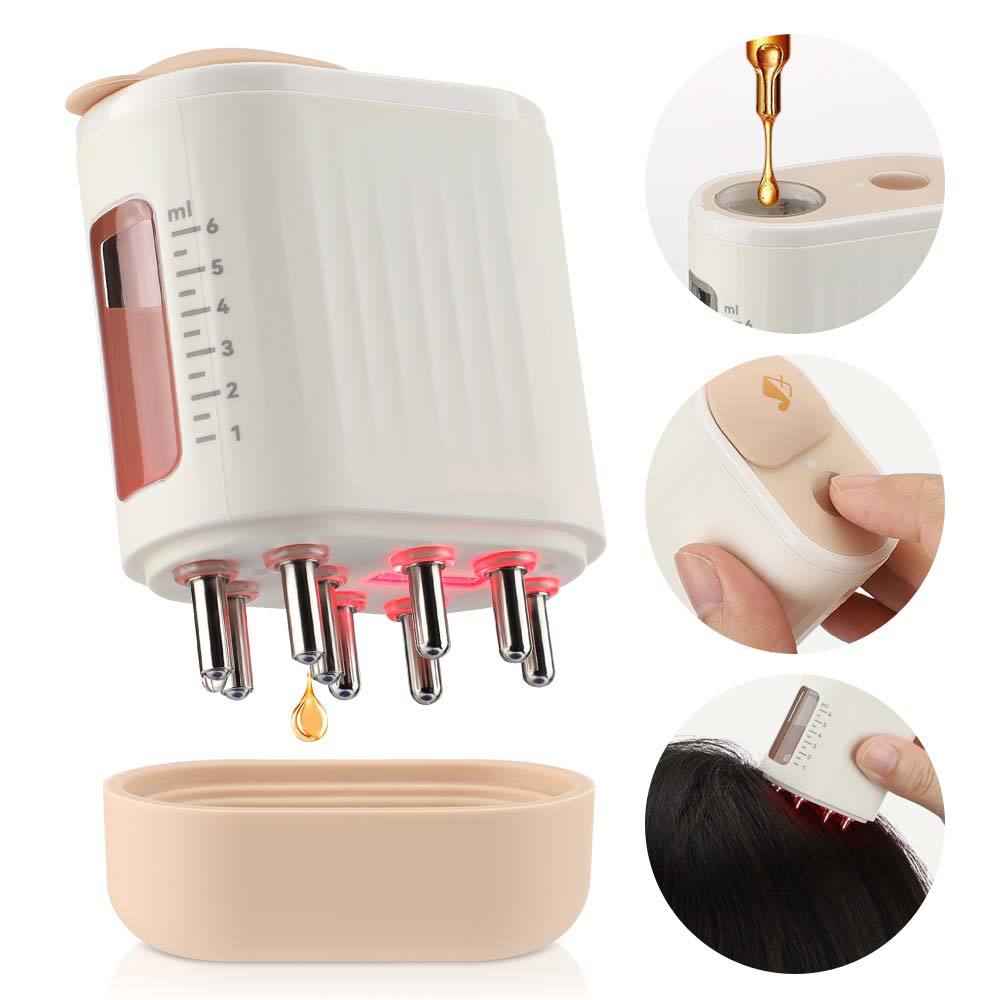 Electric Scalp Massager & Hair Oil Applicator | Red Light Therapy & 10000 RPM Vibration | Waterproof IPX5 Head Massager