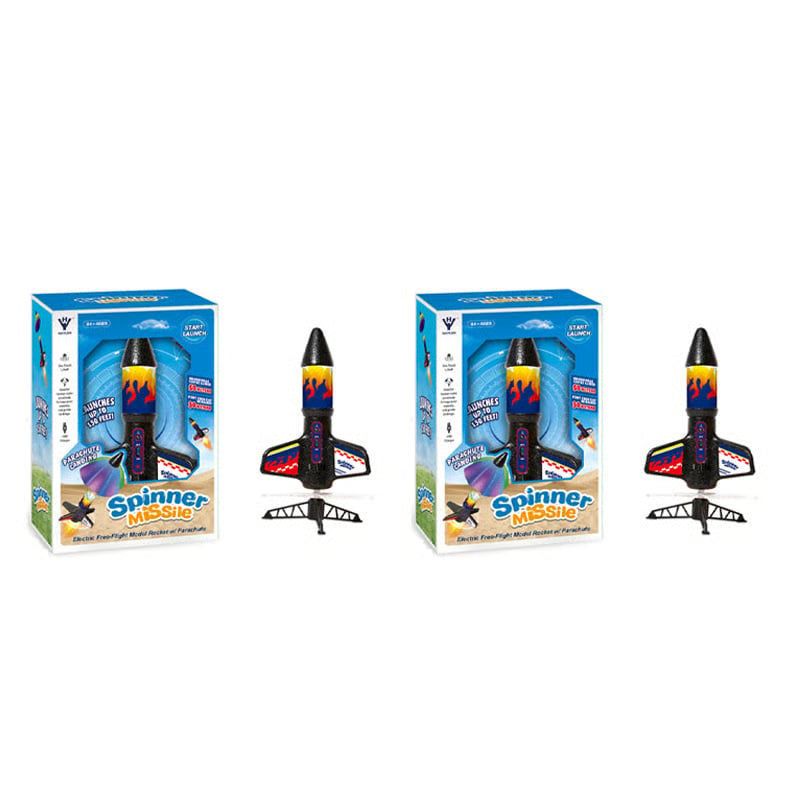 Electric Spinner Rocket Launcher Toy for Kids | USB Rechargeable Battery | LED Night Flight, Soft-Landing Design